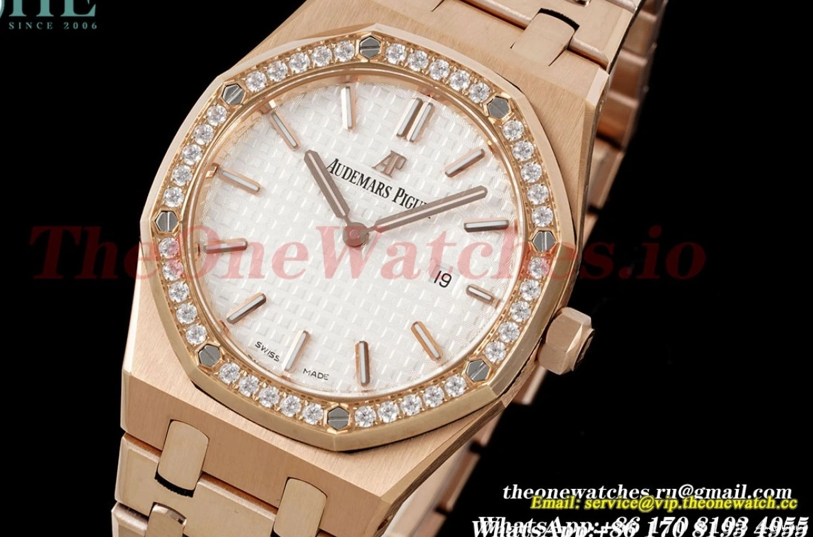 Qtz 33mm JJF Diamond White RG Swiss Ladies Oak Royal RG 0302